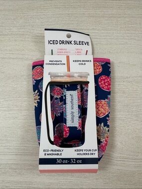 Simply Southern Navy Pineapple Neoprene Drink Sleeve NWT